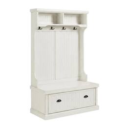 Crosley Furniture - Seaside Hall Tree - Distressed White