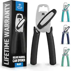 Front. Zulay Kitchen - Zulay Kitchen Heavy-Duty Manual Can Opener with Soft Grip Handles & Built-In Bottle Opener - Black.