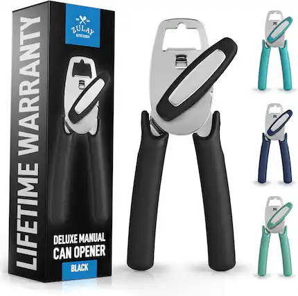Front. Zulay Kitchen - Zulay Kitchen Heavy Duty Stainless Steel Manual Can Opener - Black.