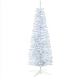 BreeBe - 5 ft Snow Flocked Artificial Pencil Christmas Tree - White