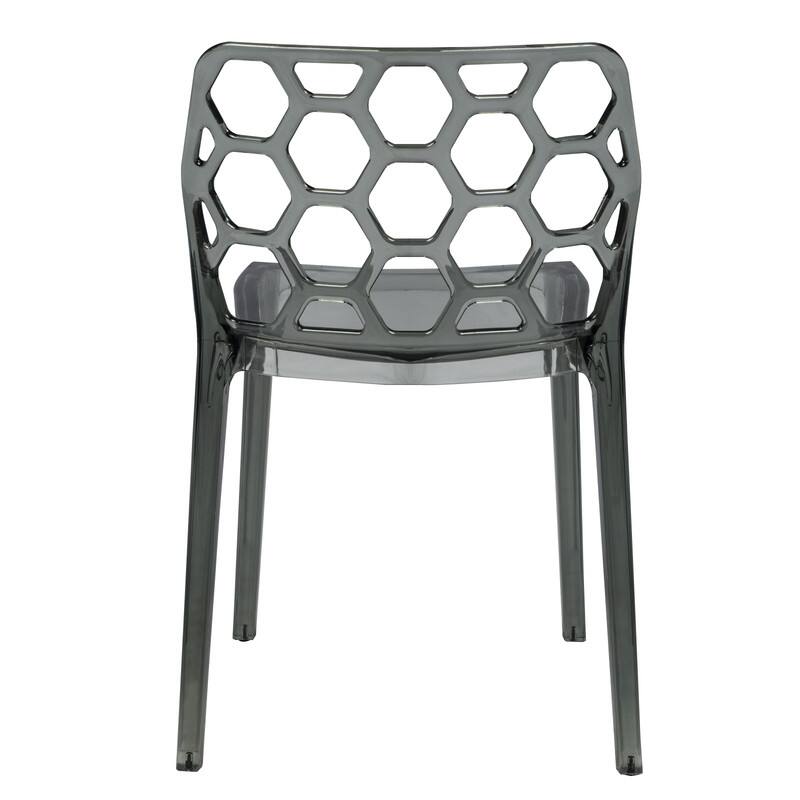 Alt View 1. LeisureMod - Dynamic 2-Pieces Transparent Lucite Dining Chair with Honeycomb Cutout, Lightweight & Fully Assembled - Transparent Black.