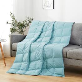 Peace Nest - Lightweight Feather Down Throw Blanket - Light Blue