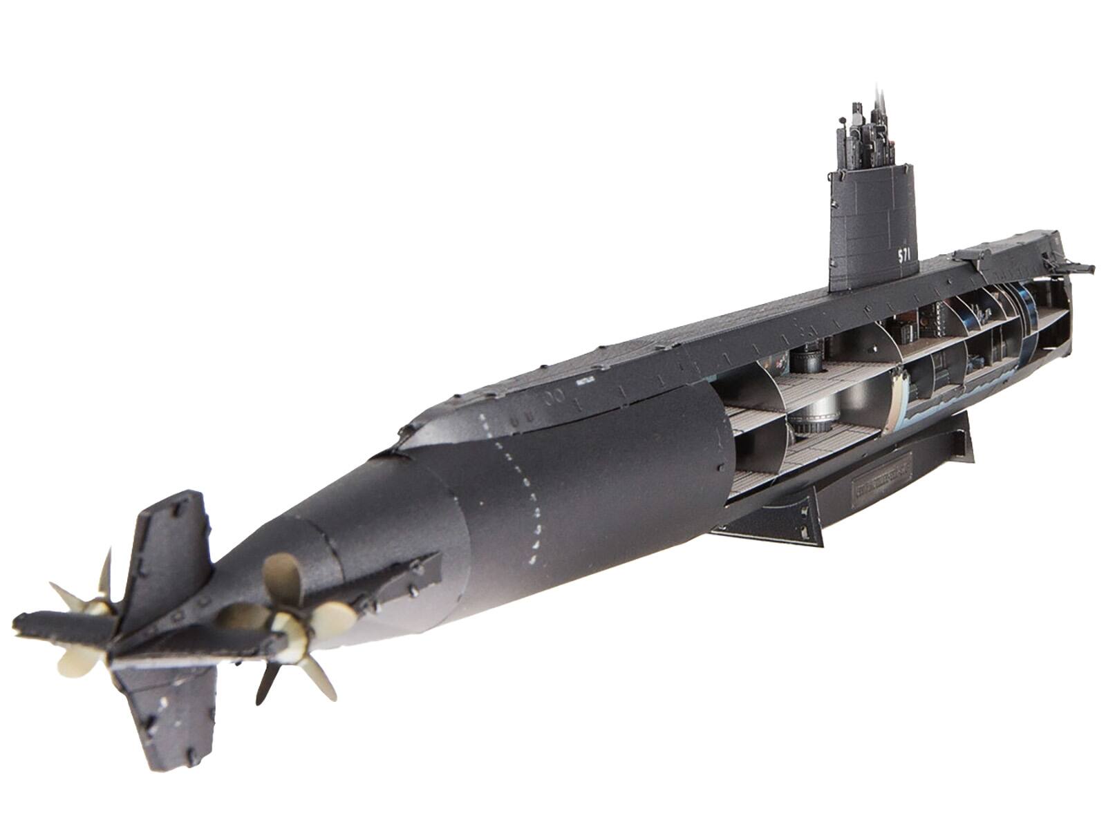 Angle. Metal Earth - Model Kit USS Nautilus (SSN-571) Submarine "United States Navy" (Challenging Difficulty) Steel Model by Metal Earth - Grey.
