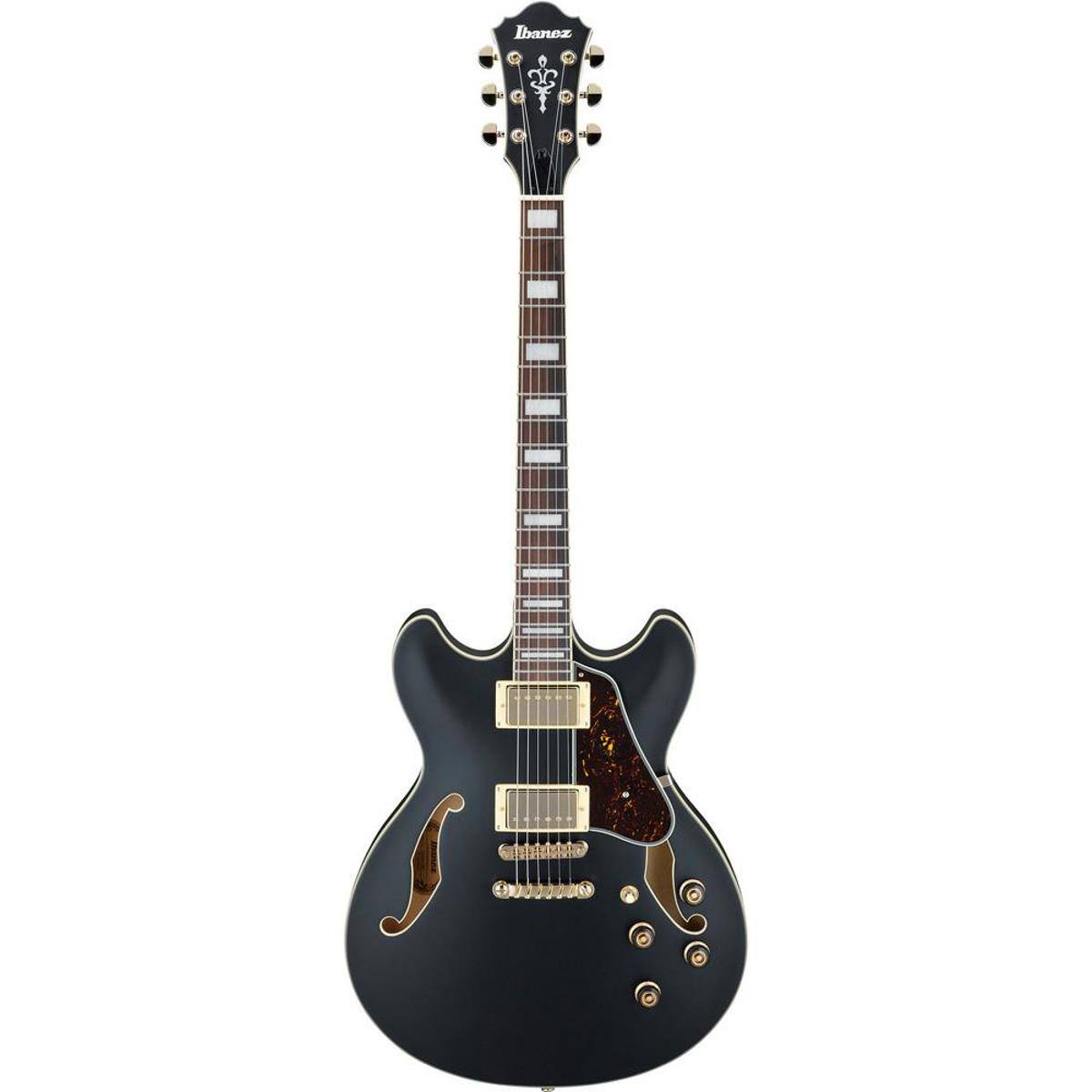 Front. Ibanez - Ibanez AS Artcore AS73G Electric Guitar, Bound Rosewood Fretboard, Black Flat.