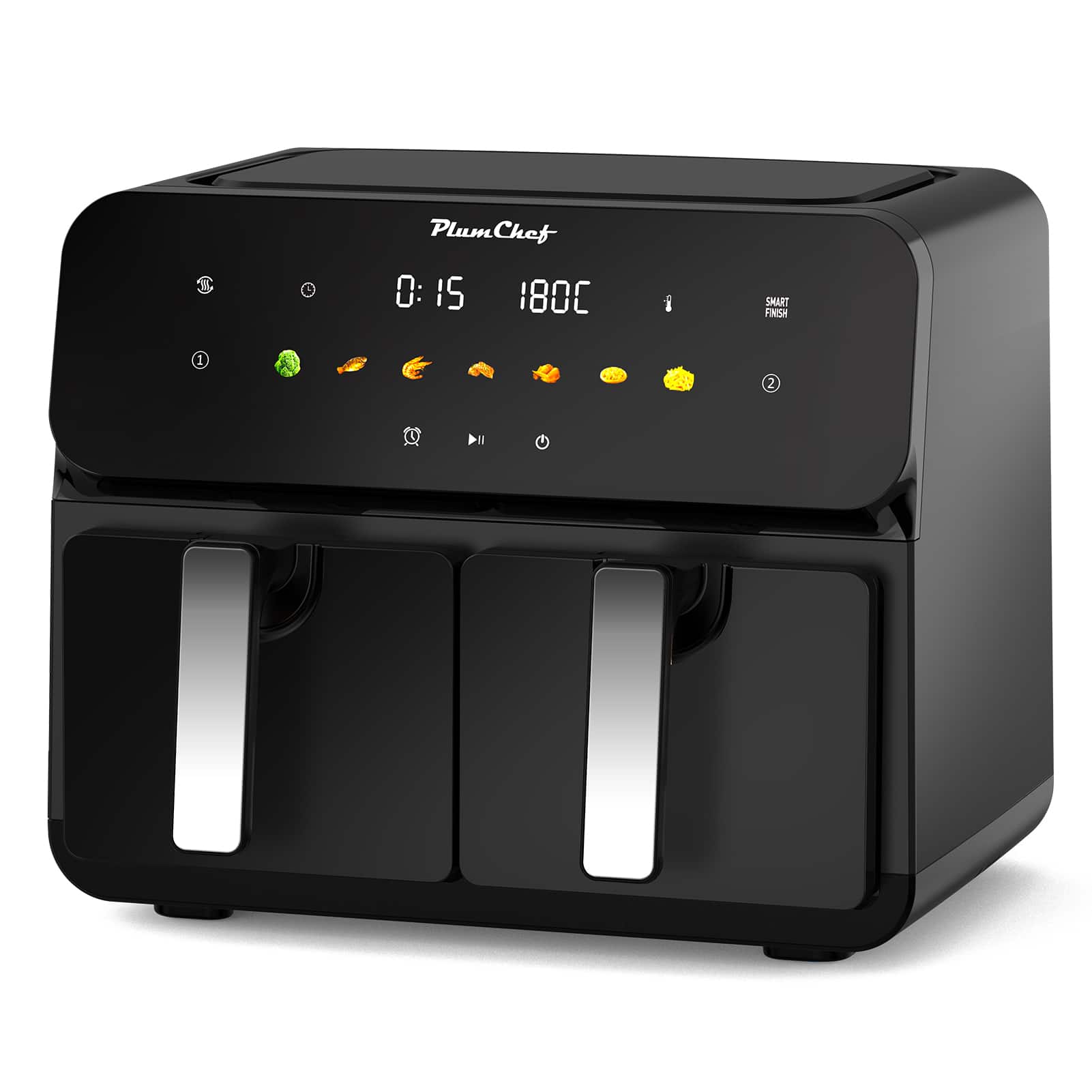 HOMLUX - 10QT Dual Air Fryer 2×5QT Double Basket with SyncCook 1700W Rapid Airflow Digital Air Fryer Family Size - Black