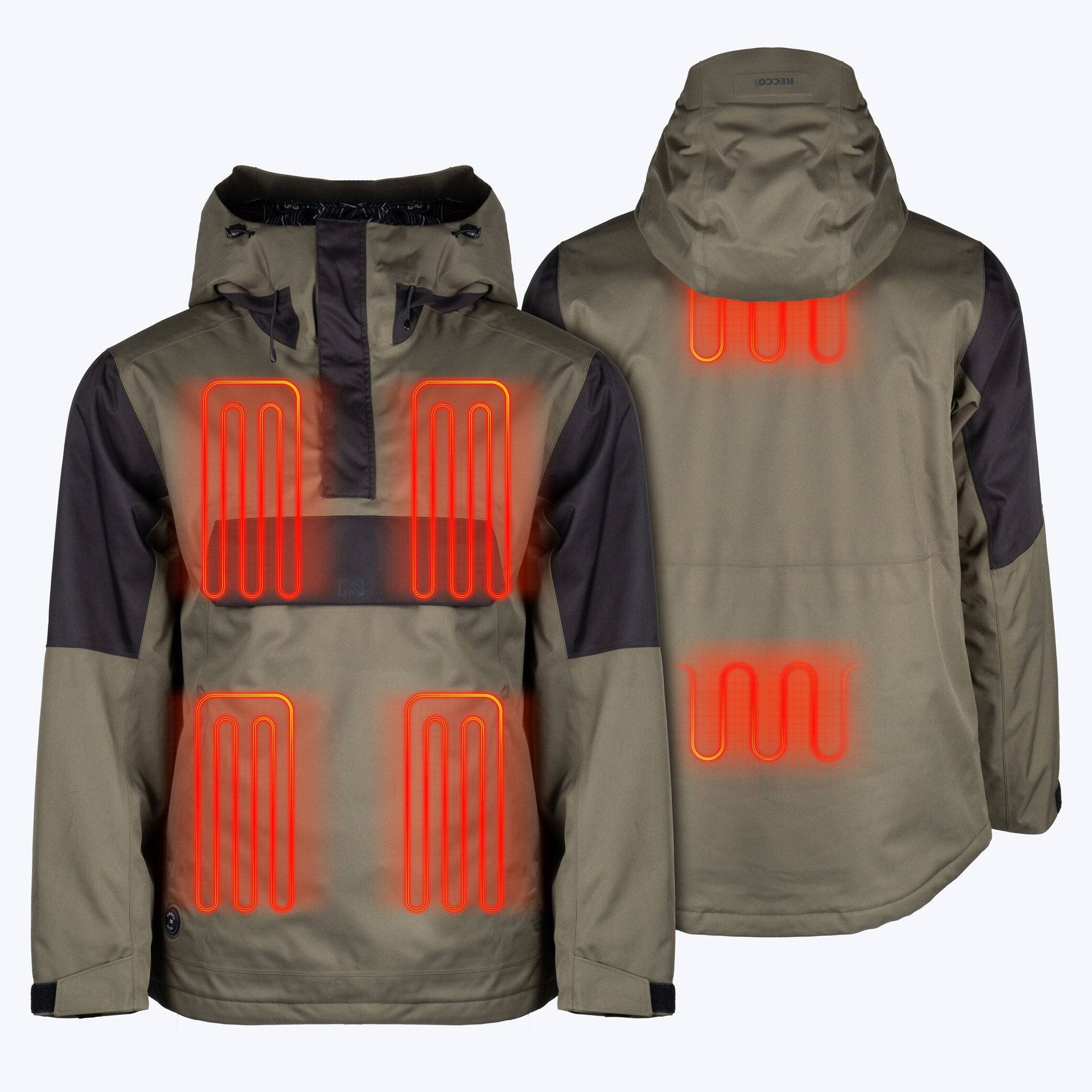 Alt View 1. Mobile Warming - App Controlled Men's Denali Anorak Heated 1/4 Zip Hoodie - Olive.