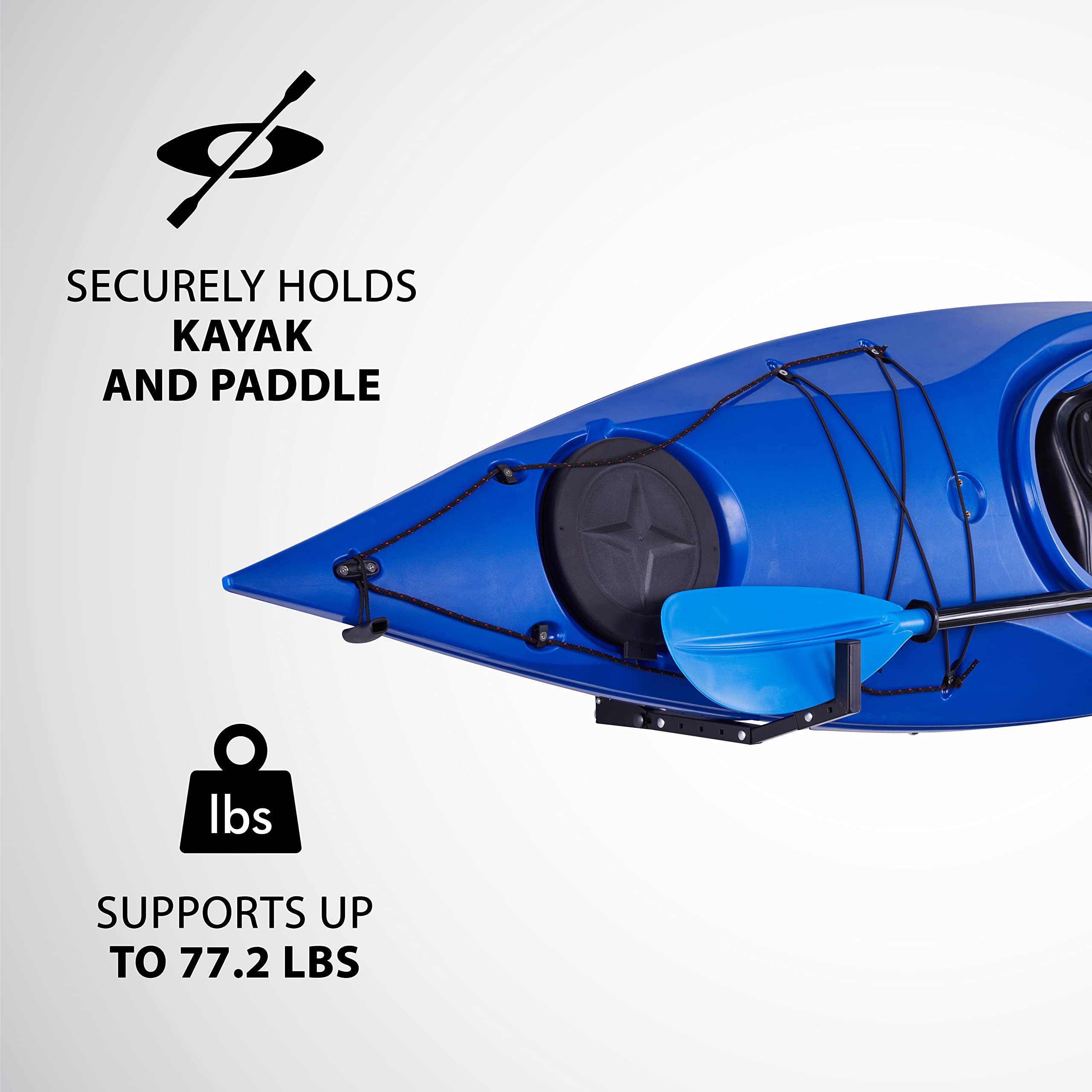 SECURELY HOLDS KAYAK AND PADDLE  
SUPPORTS UP TO 77.2 LBS