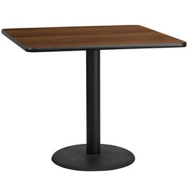 Emma + Oliver - 42" Square Laminate Table Top with 24" Round Table Height Base - Walnut