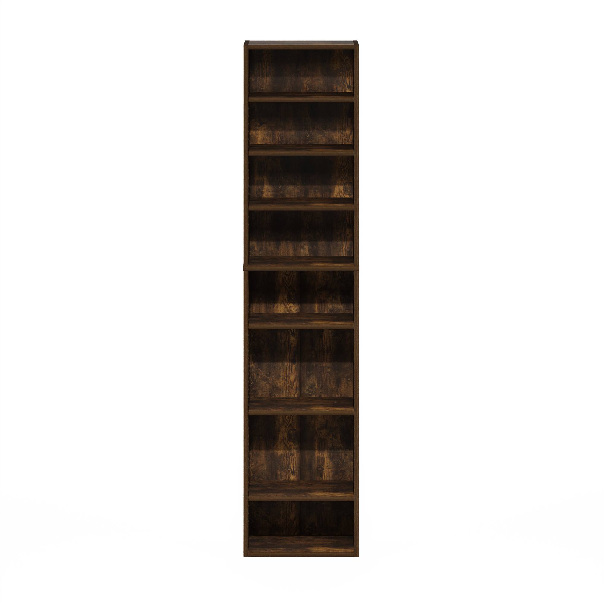 Alt View 3. Furinno - Indo 8-Tier Adjustable Shelves Multimedia Media Storage Tower Rack - Amber Pine.