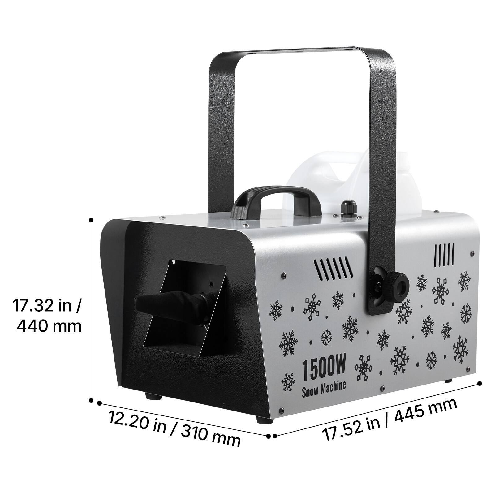 17.32 in / 440 mm  
12.20 in / 310 mm  
1500W Snow Machine  
17.52 in / 445 mm