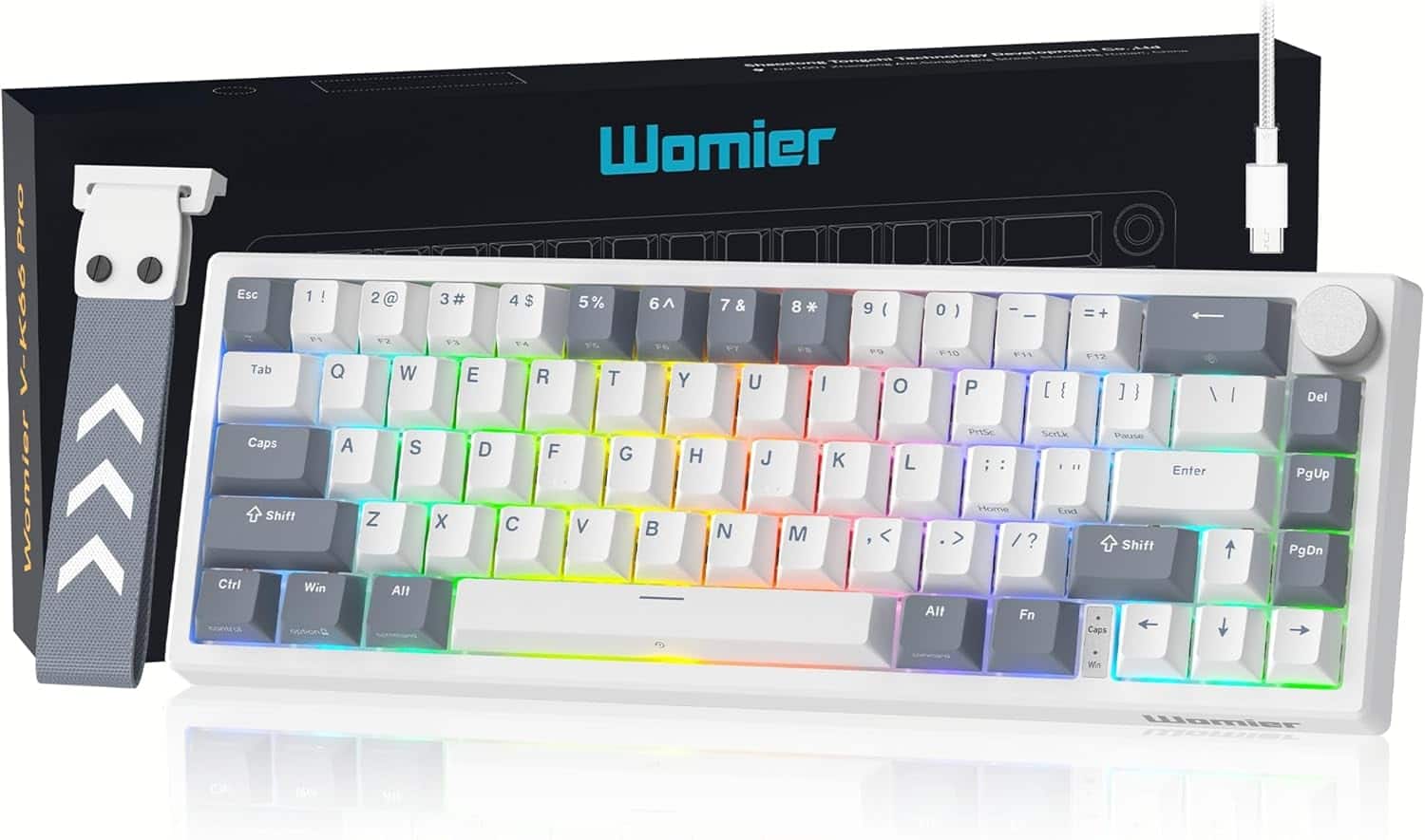 Womier - VK66 Pro 65% Wired Gaming Keyboard, QMK/VIA Creamy Mechanical Keyboard - White