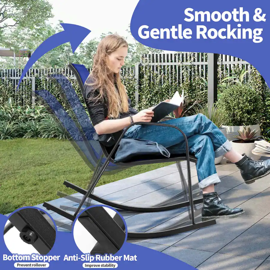 Slipping From Rocking Chair Costway 2 PCS Patio Rocking Chair Heavy Duty Metal Rocker Outdoor Anti ...