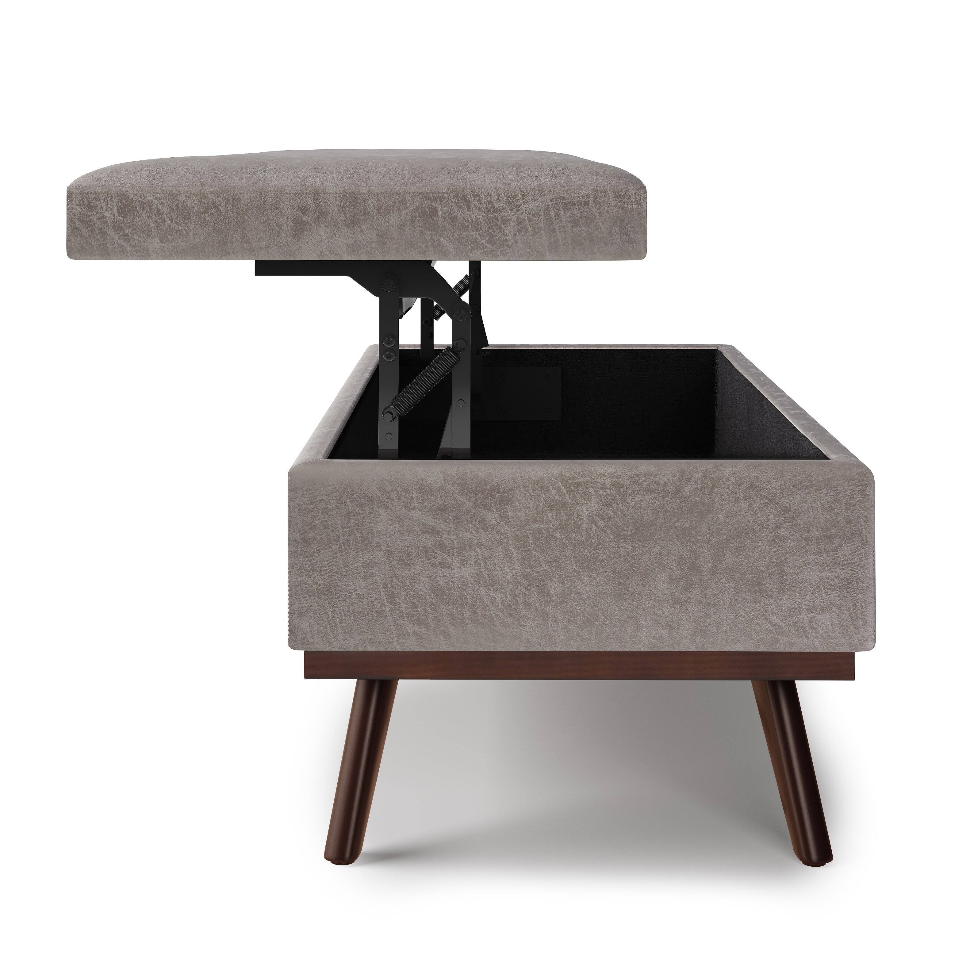 Alt View 15. Simpli Home - Owen Lift Top Large Coffee Table Storage Ottoman - Distressed Grey.