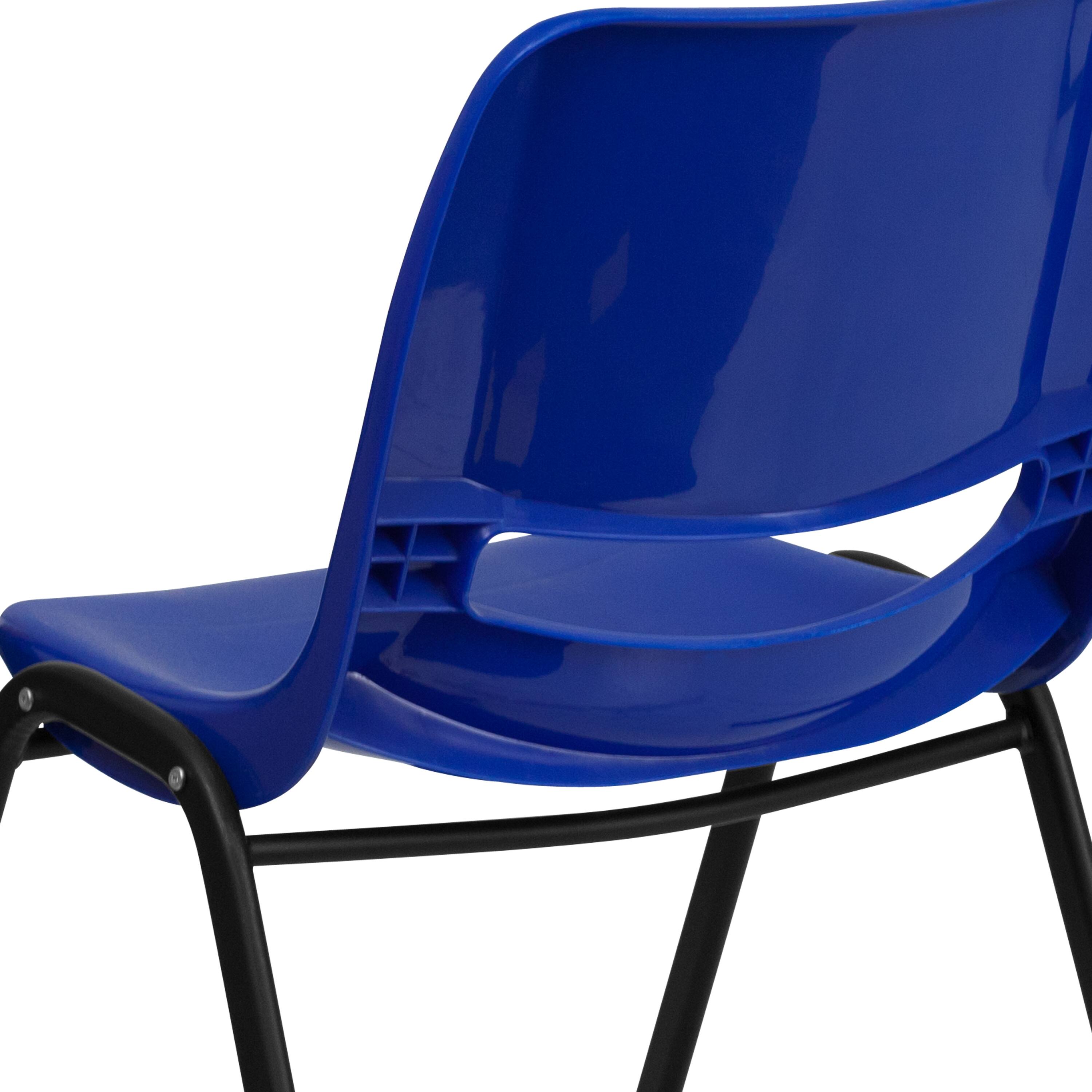 Alt View 9. Emma + Oliver - Ergonomic Shell Stack Chair - 16" Seat Daycare Home School - Navy Plastic/Black Frame.
