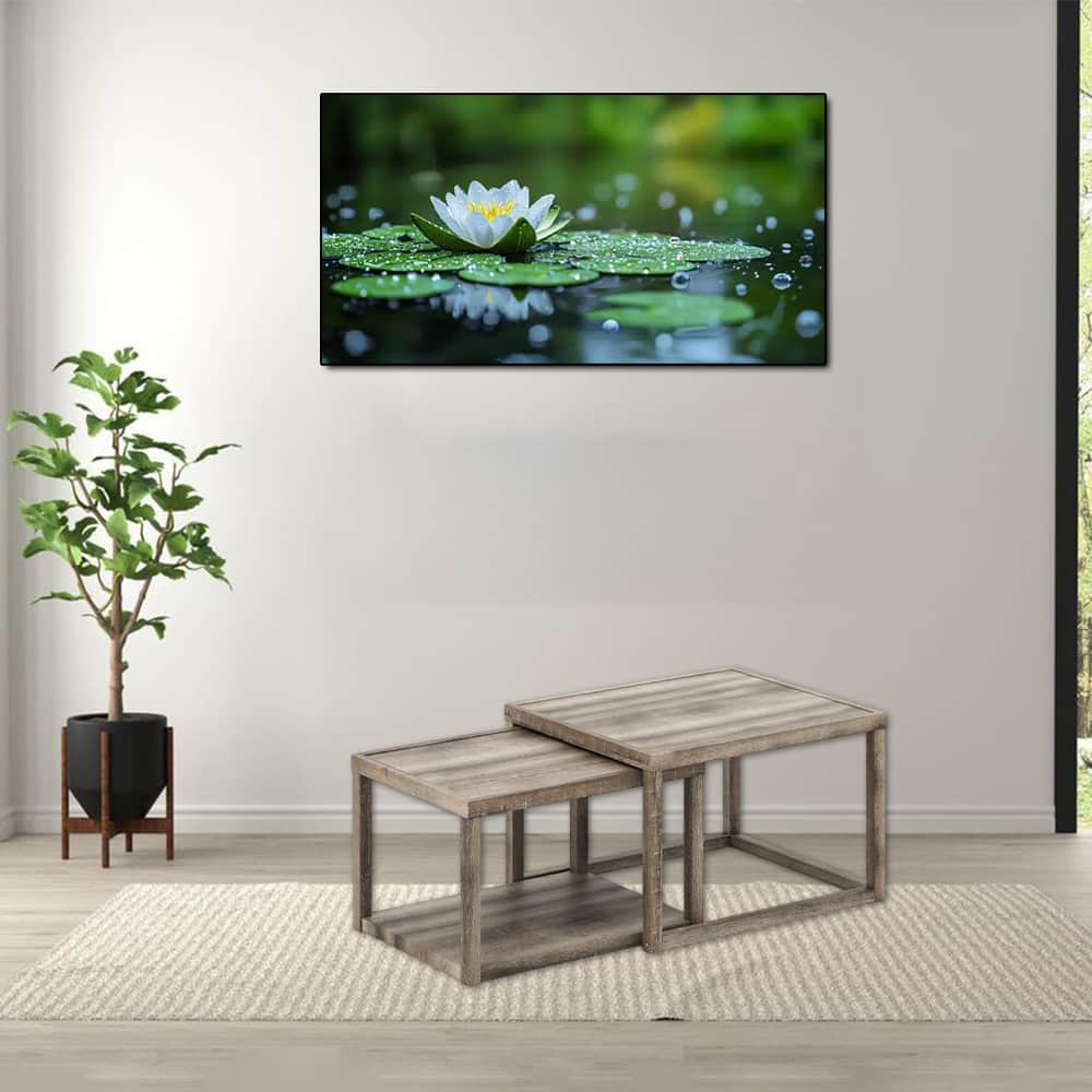 Hivvago - Modern Living Room Nesting Tables with Space-Saving Rectangular Shape - Set of 2 - Gray