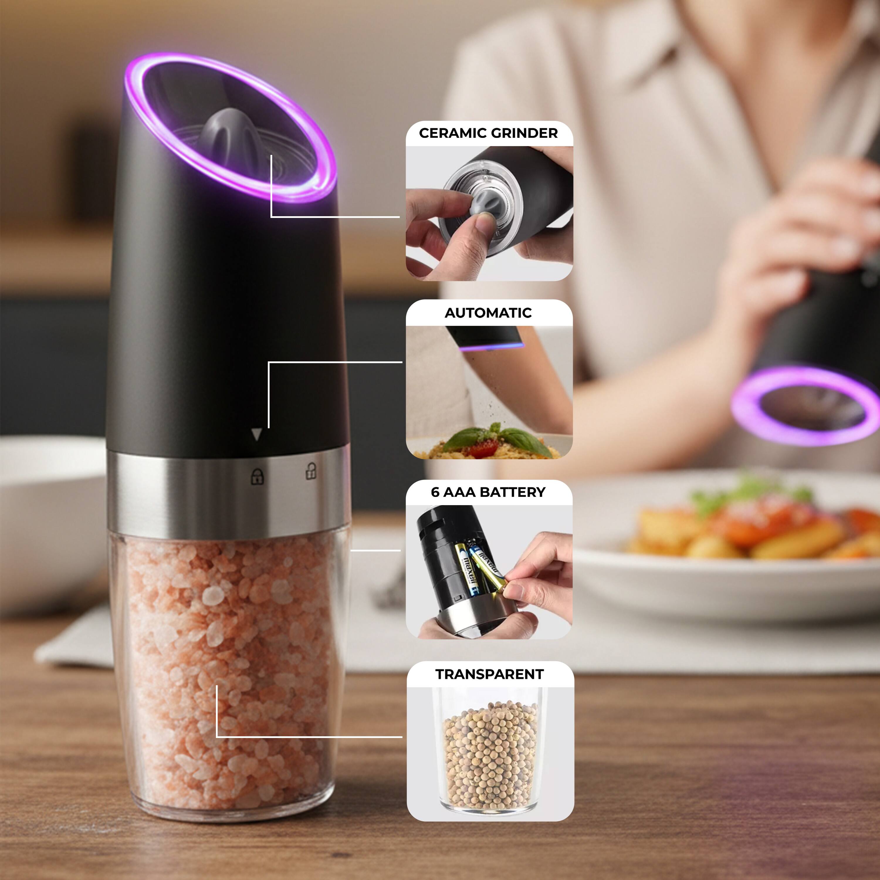 CERAMIC GRINDER  
AUTOMATIC  
6 AAA BATTERY  
TRANSPARENT