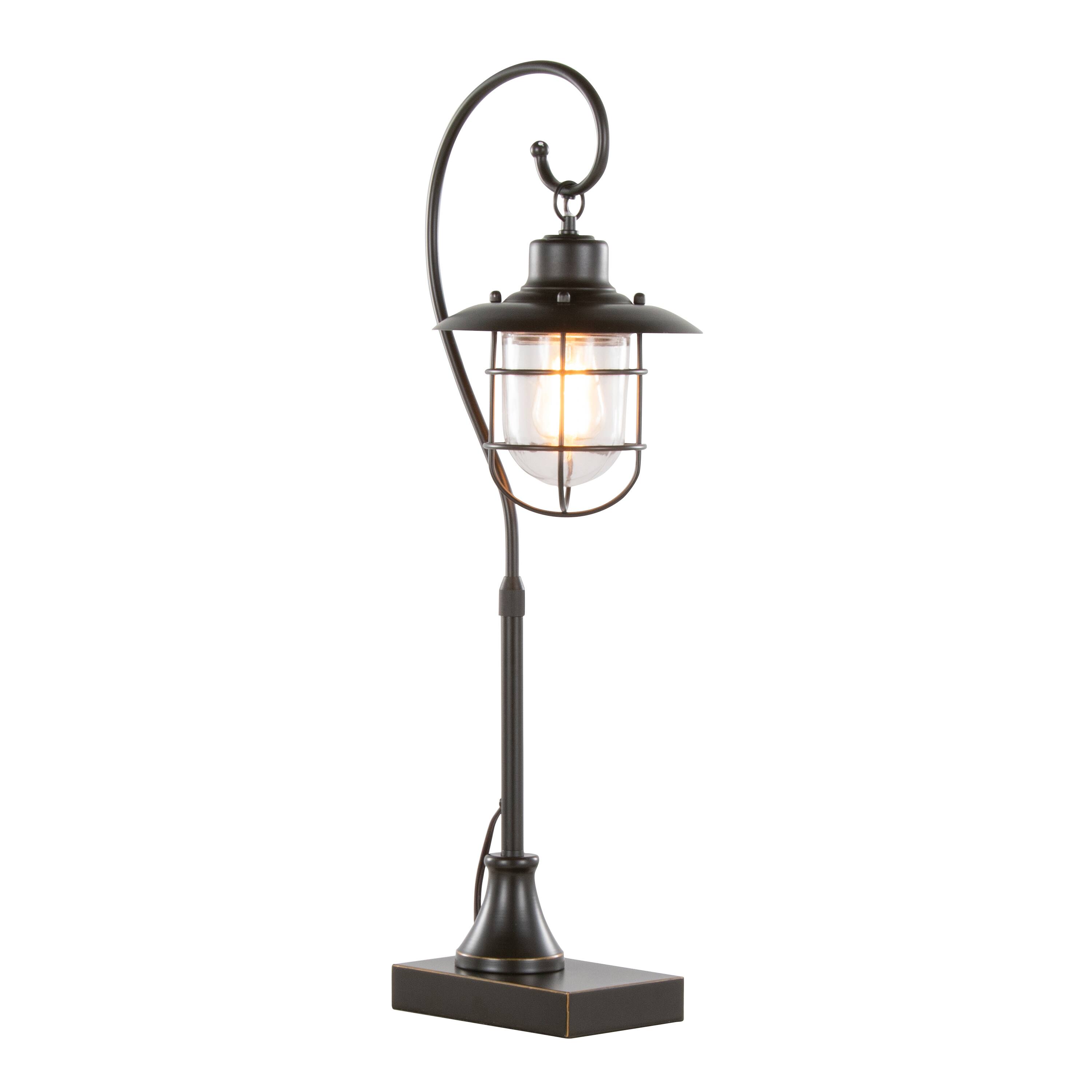 Left. Loheer - Loheer Oil Rubbed Bronze Task Lamp with Clear Glass Shade Set of Two 35 Inch Contemporary Metal Desk Lamps - Bronze.