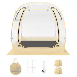 Gymax - 6 x 6 FT Instant Pop up Tent Weatherproof Shelter Sports Tent for 5-6 People - Transparent