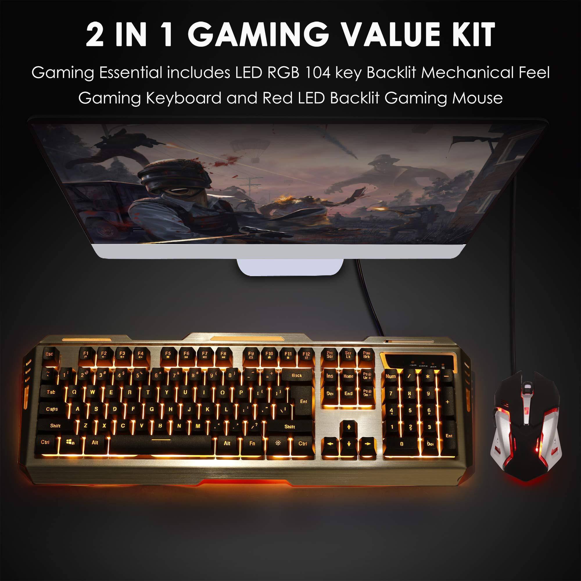 2 IN 1 GAMING VALUE KIT

Gaming Essential includes LED RGB 104 key Backlit Mechanical Feel Gaming Keyboard and Red LED Backlit Gaming Mouse