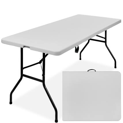 Front. Best Choice Products - Best Choice Products 6ft Plastic Folding Table, Indoor Outdoor Heavy Duty Portable w/ Handle, Lock - Light Gray - Light Gray.