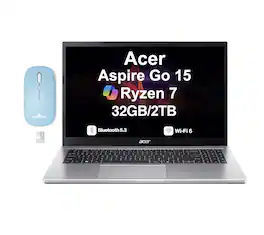 Acer - Upgraded - Aspire Go 15 Laptop 15.6 FHD Display (Ryzen 7 7730U, 32GB, 2TB SSD, Win 11 Pro) w/Dockztorm Wireless Mouse - Pure Silver