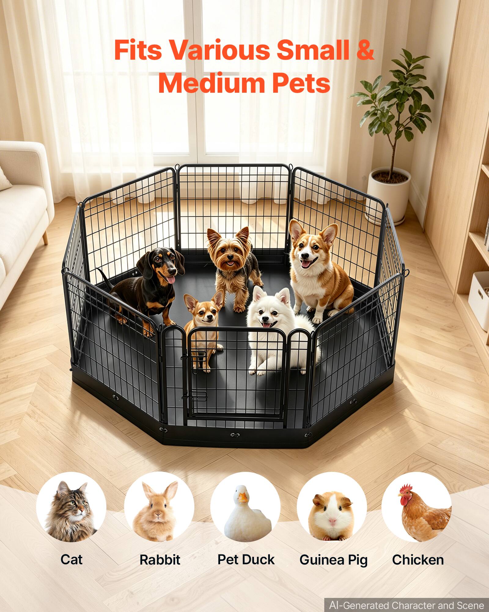 Fits Various Small & Medium Pets

Cat
Rabbit
Pet Duck
Guinea Pig
Chicken

AI-Generated Character and Scene