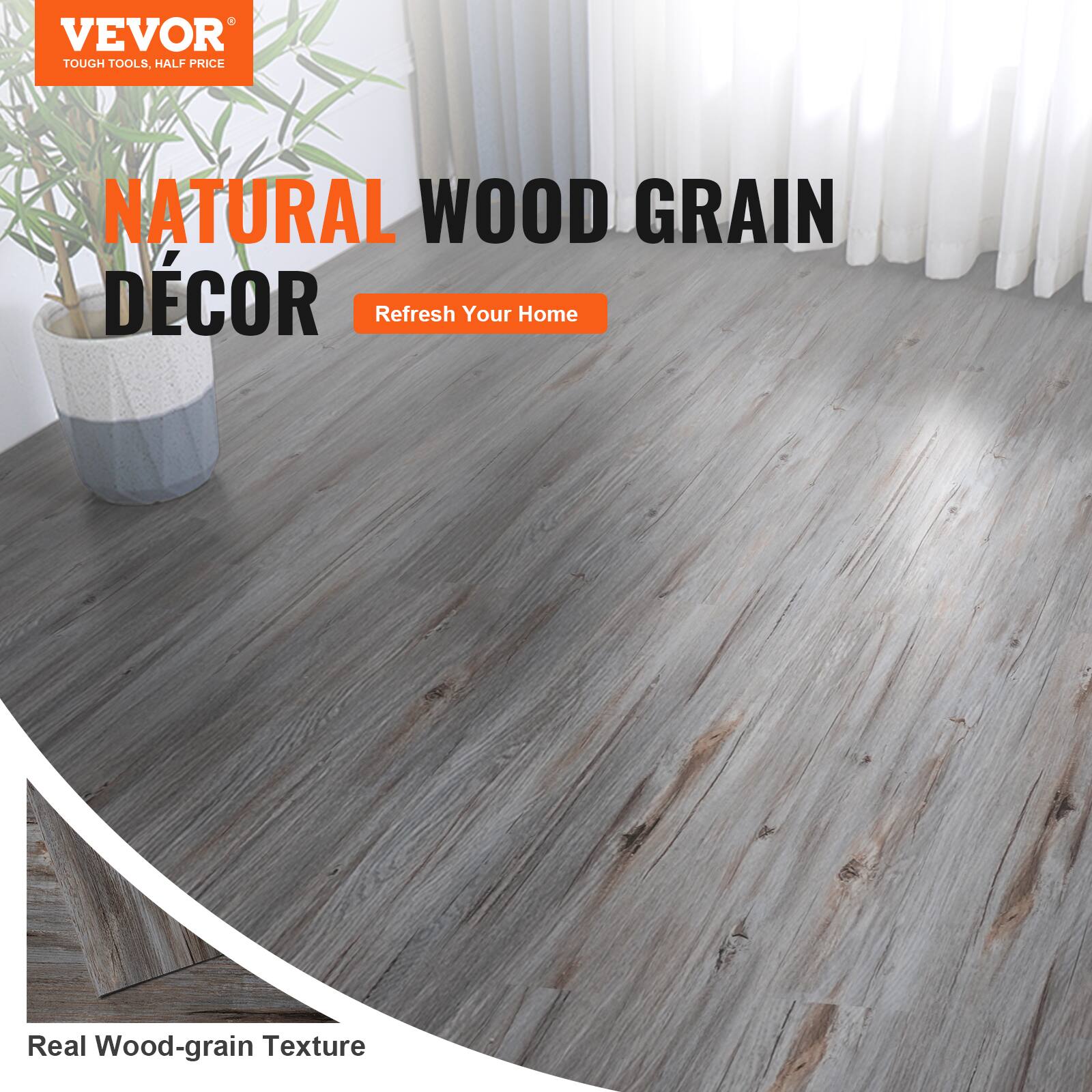 VEVOR TOUGH TOOLS, HALF PRICE NATURAL WOOD GRAIN DECOR Refresh Your Home Real Wood-grain Texture