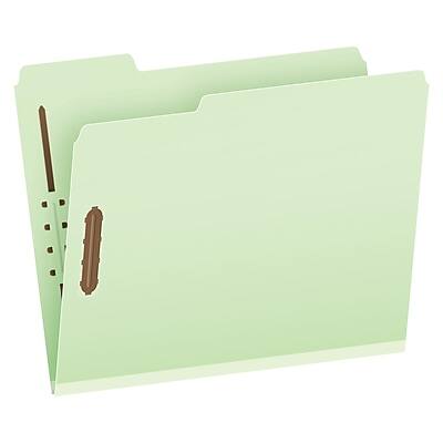 Front. Pendaflex - Reinforced Pressboard Classification Folder, 1" Expansion, Letter Size, Light Green, 25/Box  - Light Green.