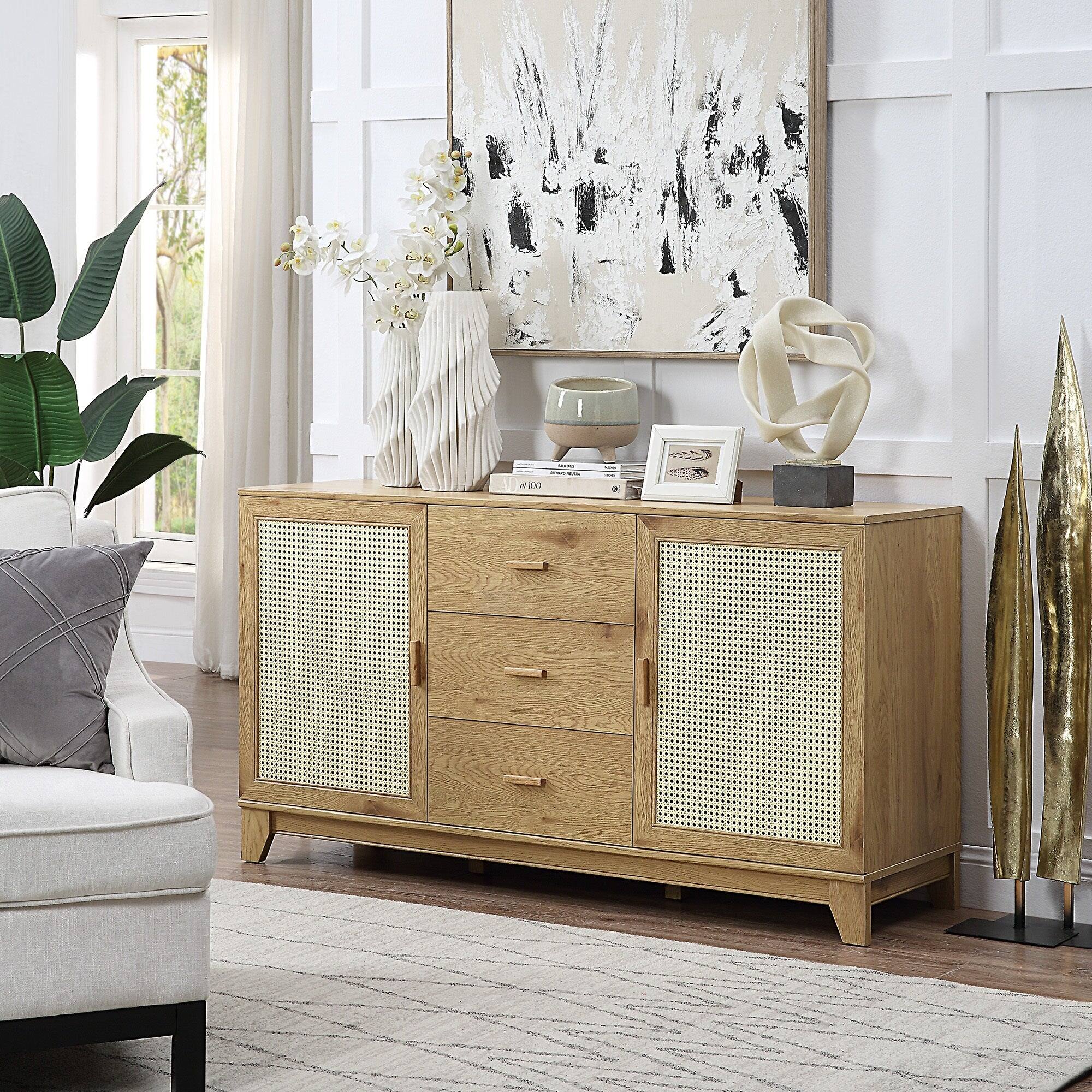 Angle. Manhattan Comfort - Sheridan Mid-Century Modern 59" Sideboard - Natural.