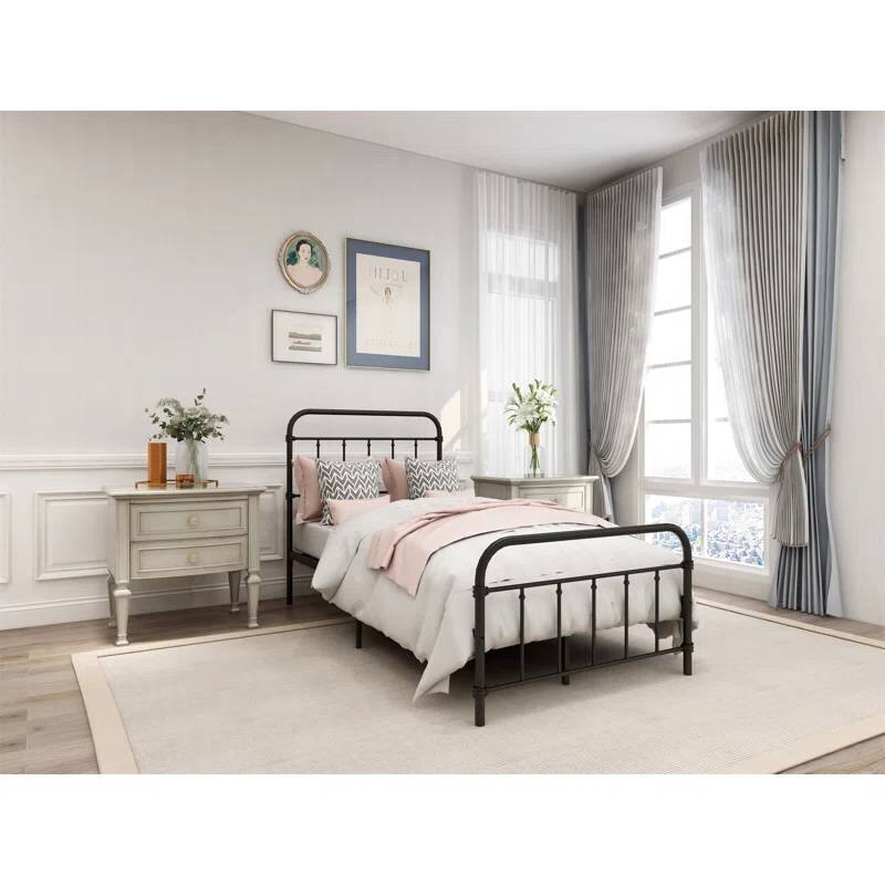 Left. Hivvago - Hivvago Twin size Farmhouse Metal Bed Frame with Rounded Headboard Footboard - Black.