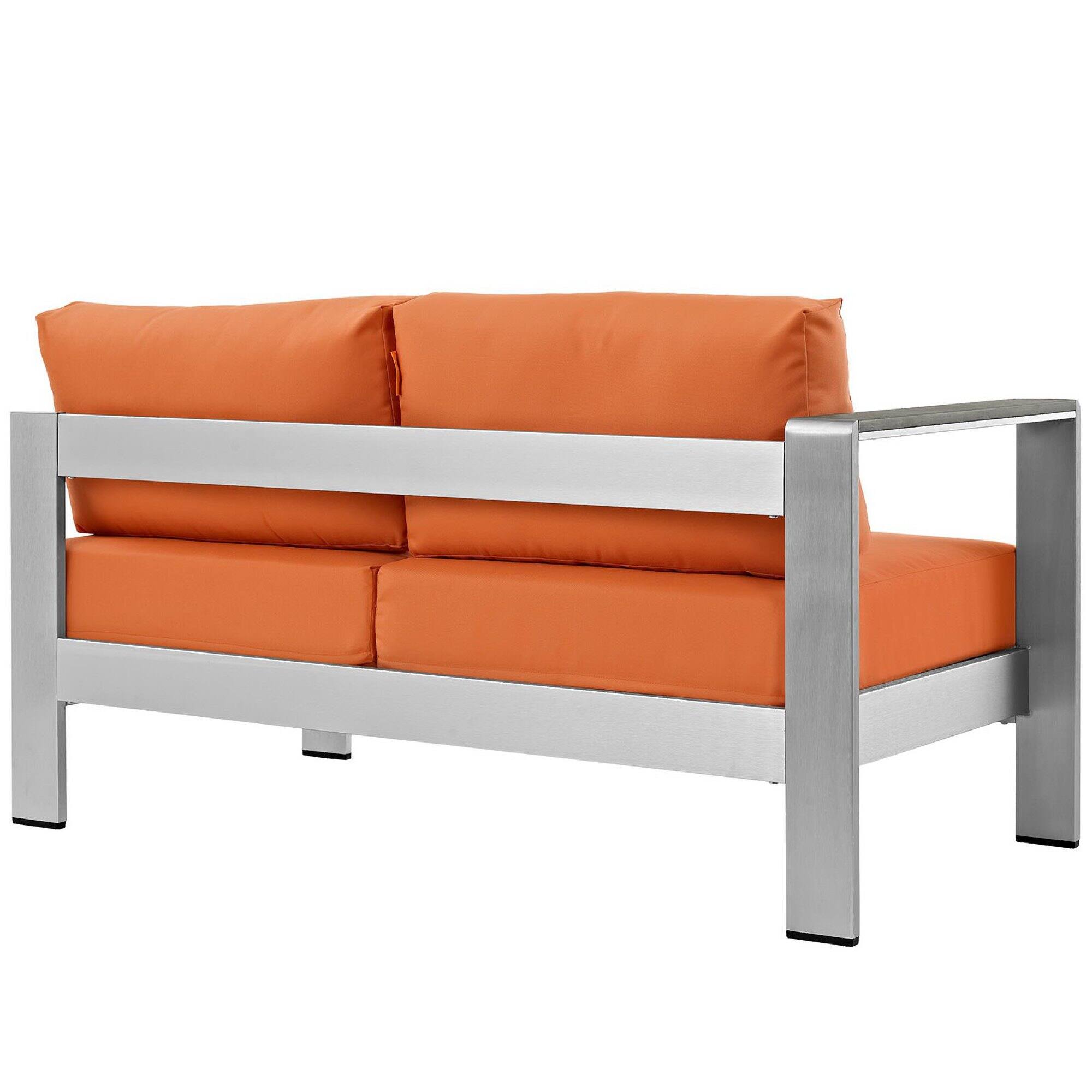 Back. Modway - Shore Left-Arm Corner Sectional Outdoor Patio Aluminum Loveseat by Modway - Silver Orange.