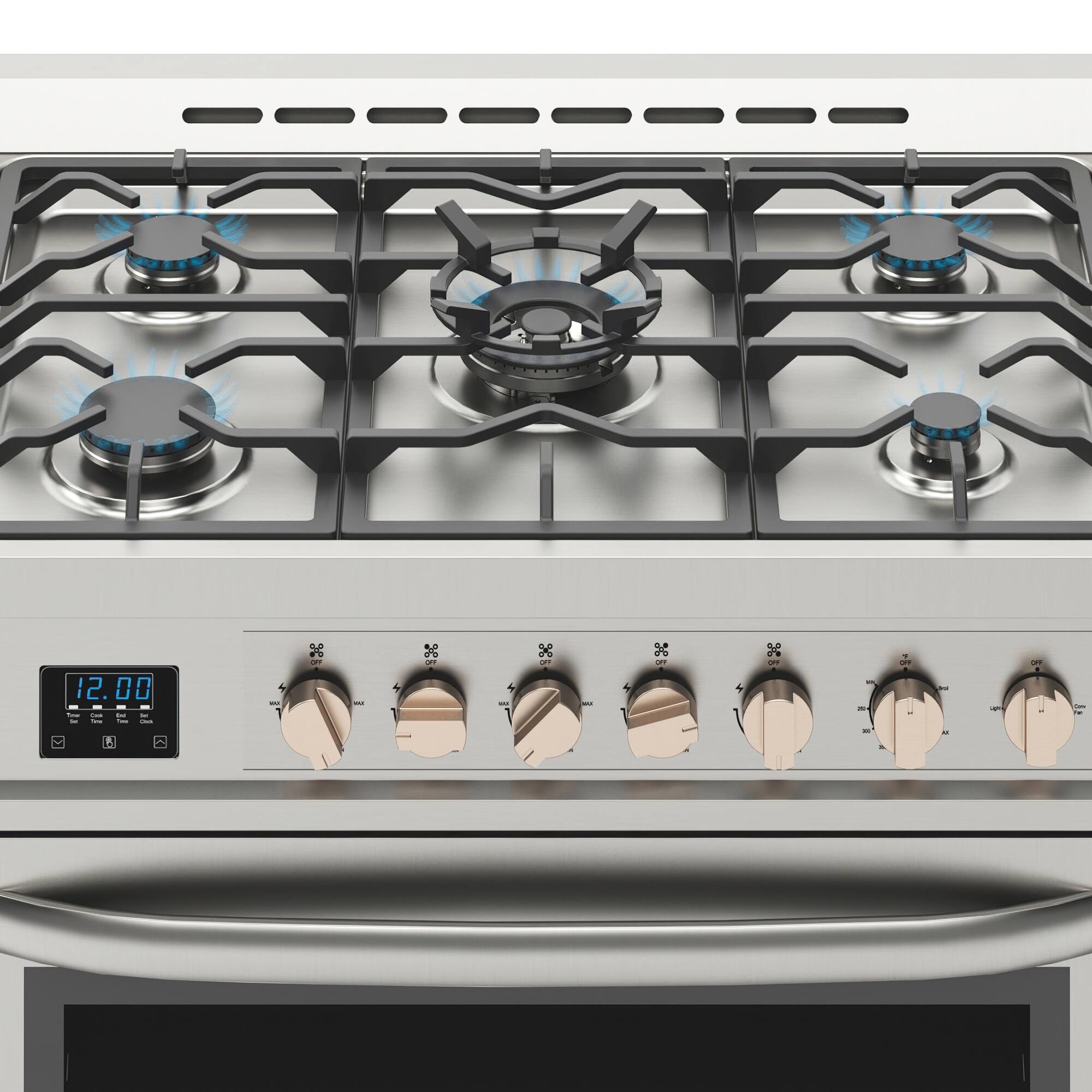 Alt View 6. Koolmore - 36 in. Stainless Steel Professional Gas range with Legs, KM-FR36GL-SS. - Stainless Steel.