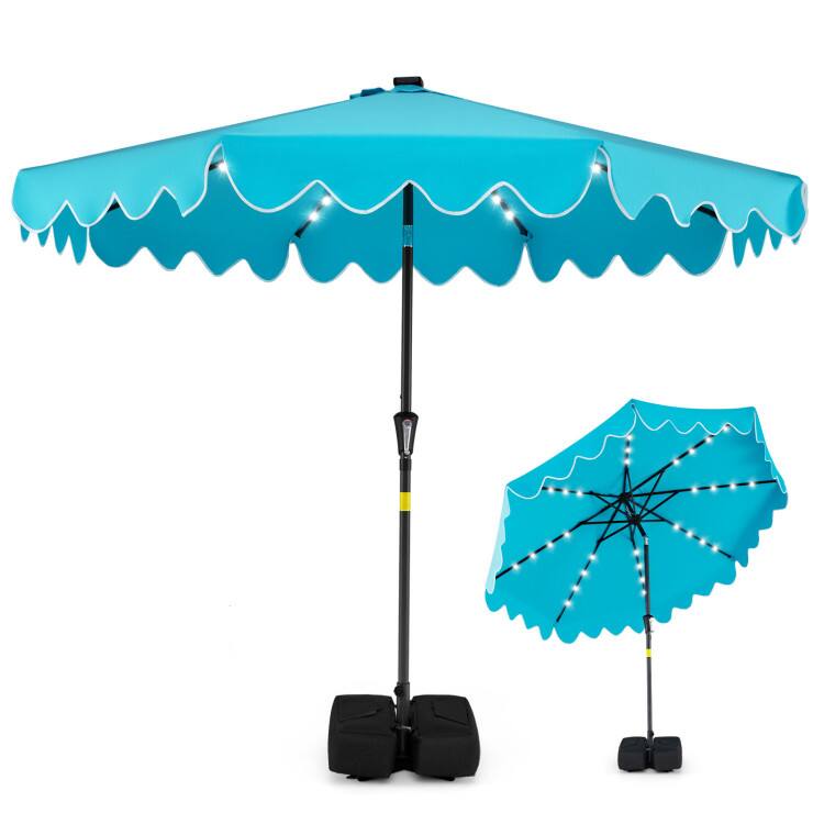 Alt View 4. Mondawe - 9 FT Outdoor Patio Umbrella Solar LED Lights with Weighted Base - Turquoise.