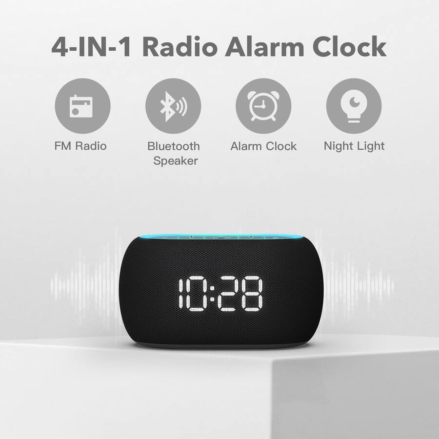 Dazzed Corner Alarm Clock FM Radio with Bluetooth Speaker,Digital LED ...