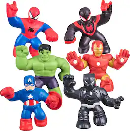 Moose Toys - Heroes of Goo Jit Zu Marvel Mega Mini 6-Pack Stretchy & Squishy 2.5" Collectible Hero Figures Ages 4+ - Multicolour