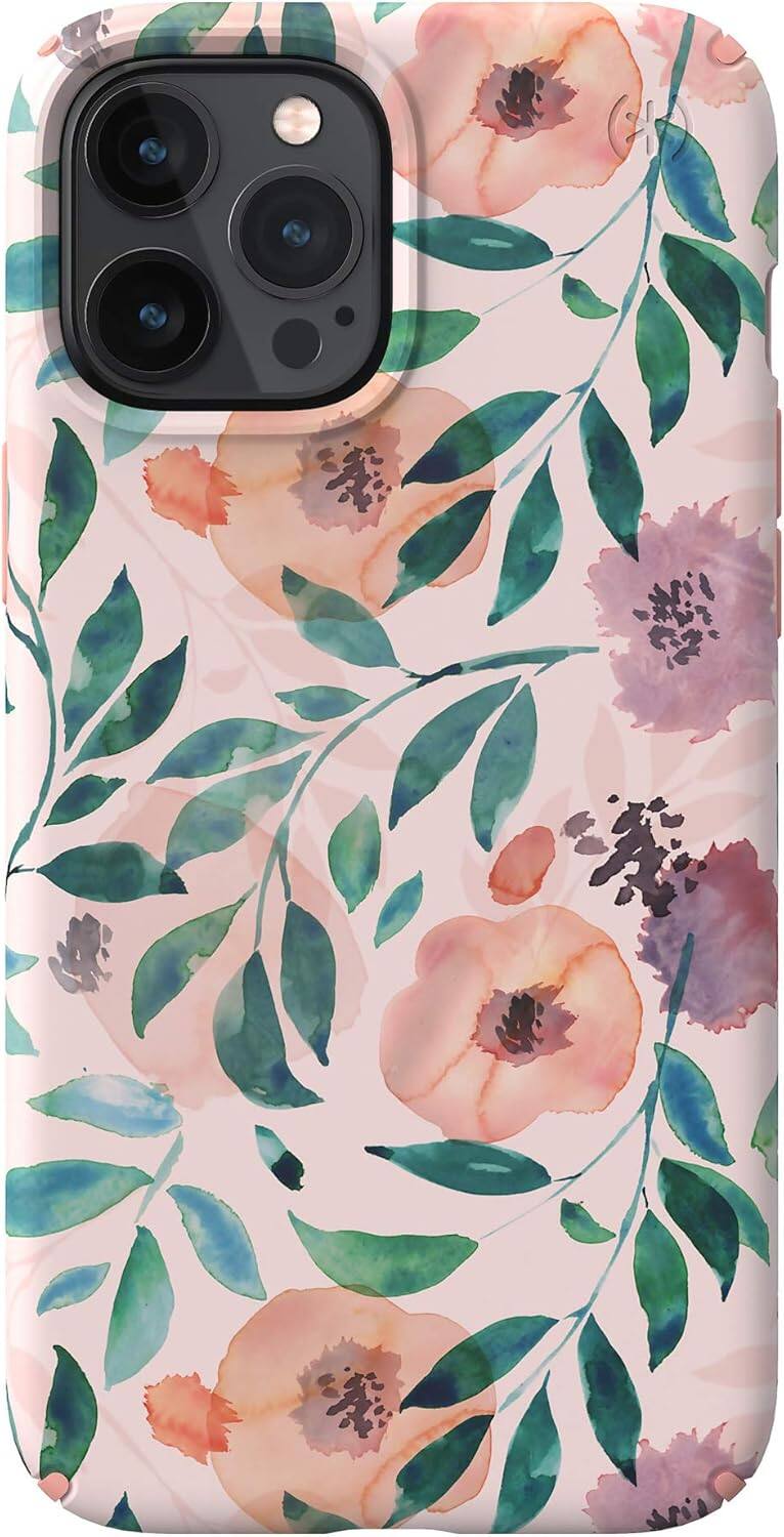 Angle. Speck - Speck Presidio Edition Watercolor Roses Case - iPhone 12 Pro Max - Watercolor Roses.