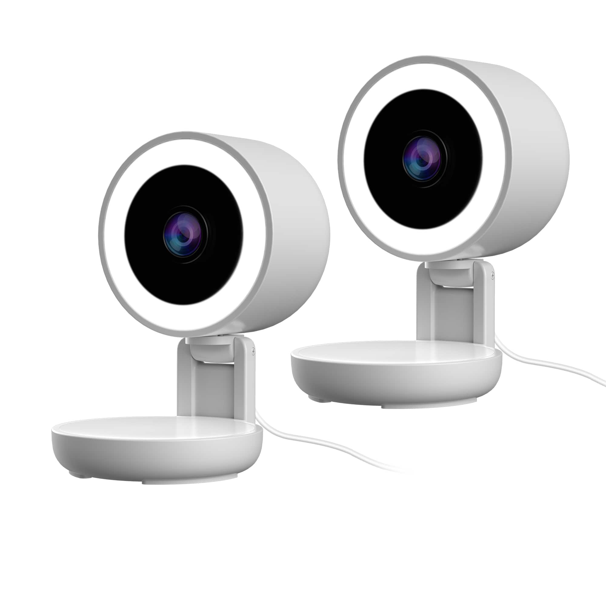 Energizer - 2-Pack Smart 2K Wired Indoor Camera with Light for Night Vision, Foldable for Privacy, 130° Wide Angle - White
