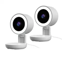 Energizer - 2-Pack Smart 2K Wired Indoor Camera with Light for Night Vision, Foldable for Privacy, 130° Wide Angle - White