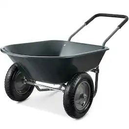 Best Choice Products - Dual-Wheel Home Wheelbarrow Yard Garden Cart for Lawn, Construction - Dark Gray