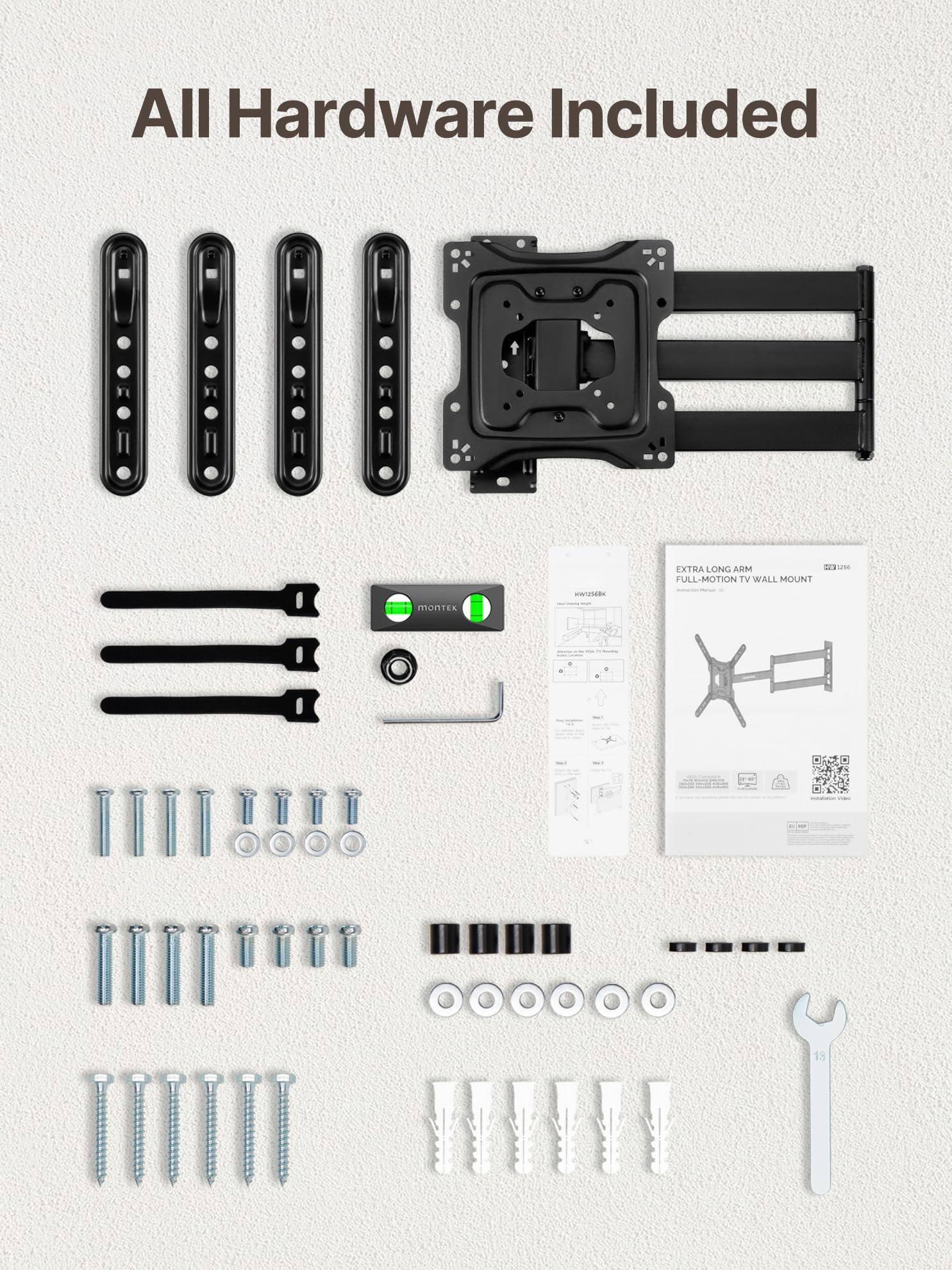 All Hardware Included

EXTRA LONG ARM
FULL-MOTION TV WALL MOUNT

MOnTEx 13