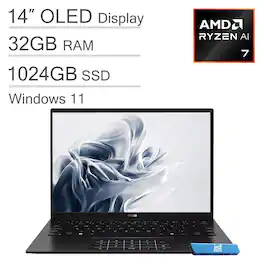 ASUS - Zenbook 14 14'' FHD+ OLED Laptop - AI PC - AMD Ryzen AI 7 350 with 32GB Memory - 1TB SSD - Copilot+ PC - Windows 11 - Jade Black