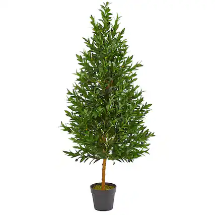 Front. BreeBe - 4.5' Olive Cone Topiary Tree UV Resistant (Indoor/Outdoor) - Green.
