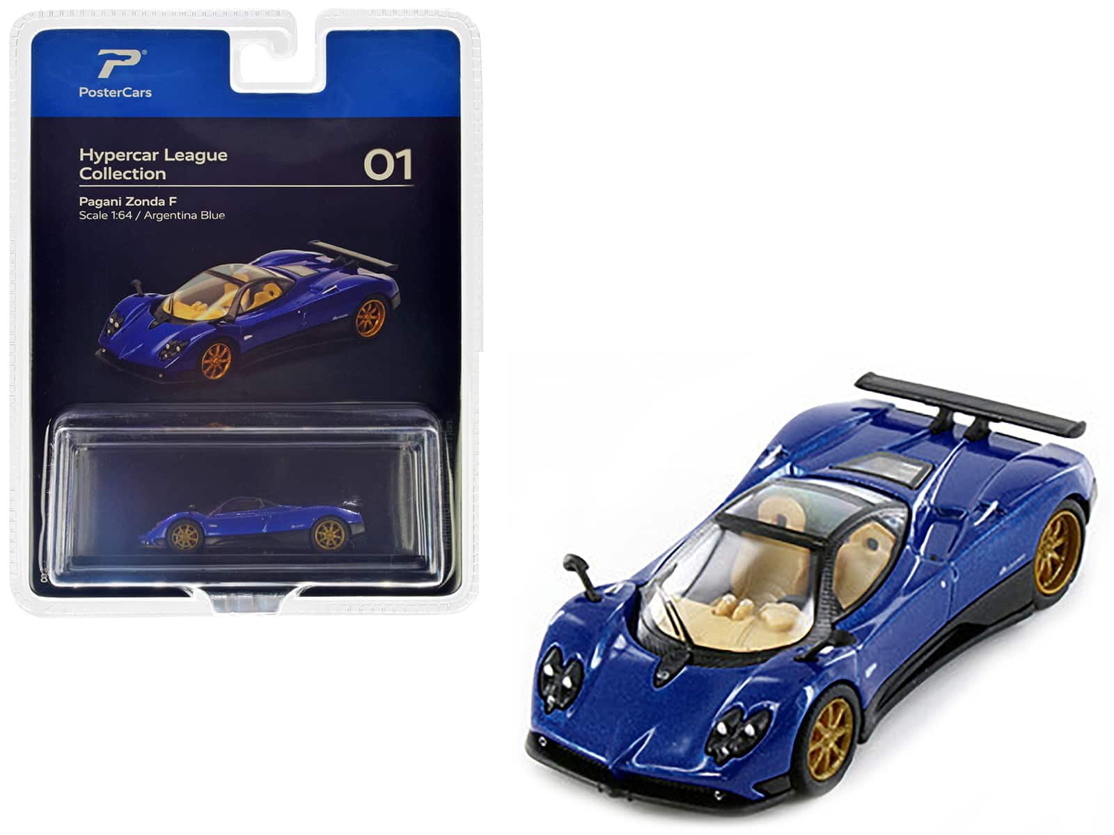 "Pagani Zonda F Argentina Blue Metallic ""Hypercar League Collection"" 1/64 Diecast Model Car by PosterCars" price history on PriceWatchPro