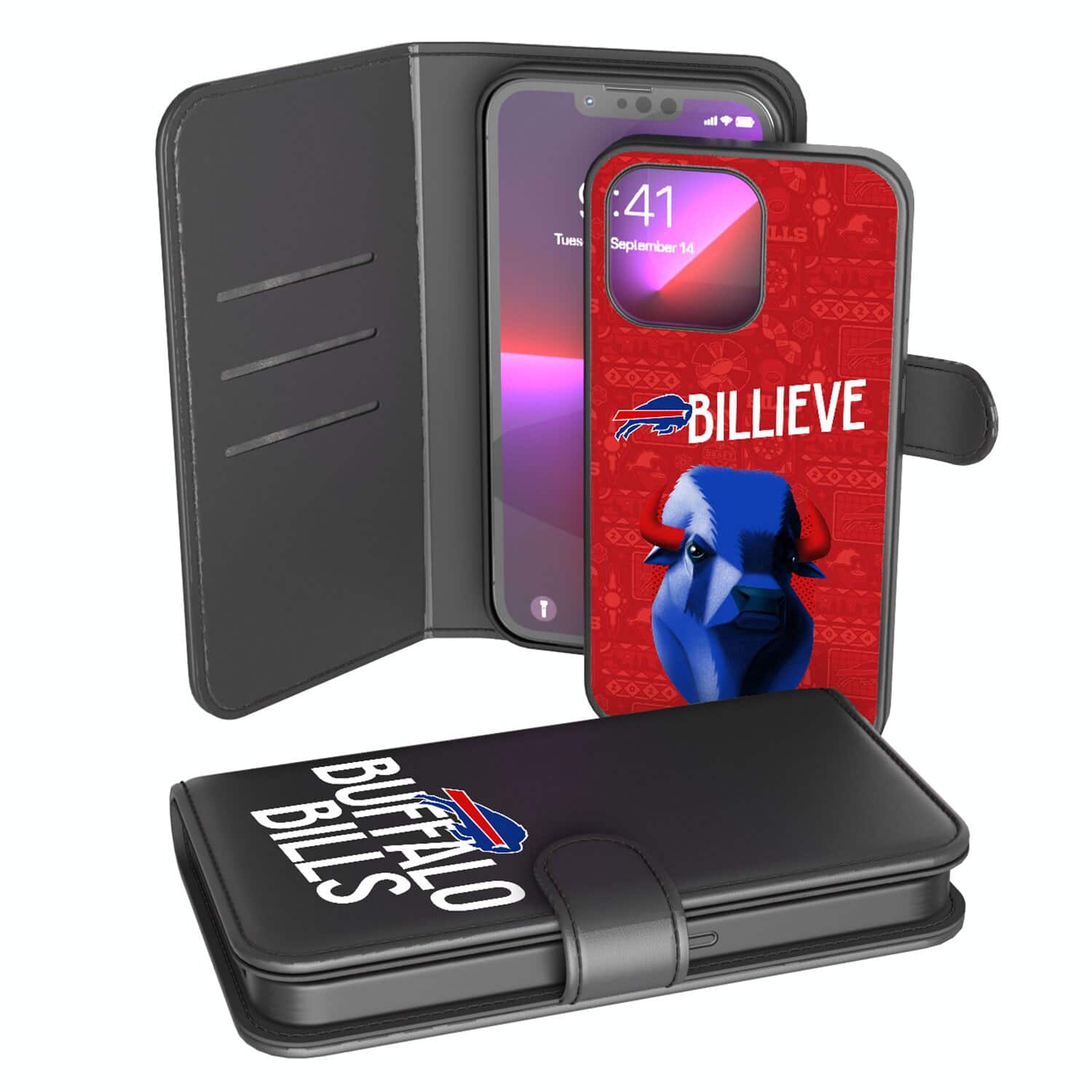 Keyscaper - NFL - Buffalo Bills iPhone Wallet Case - 14 - Black