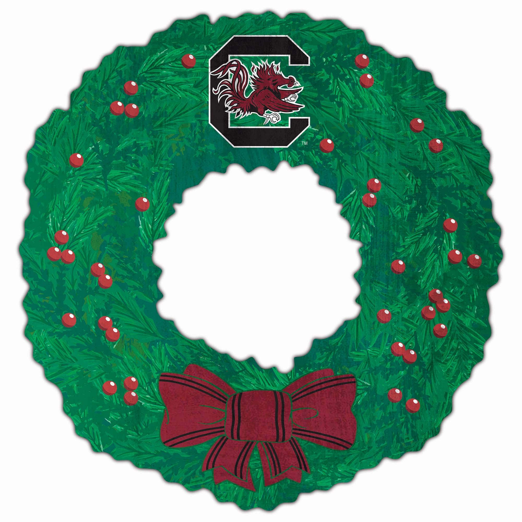 Front. Fan Creations - South Carolina Gamecocks 16'' Team Wreath Sign - Green.