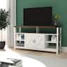 Emma + Oliver - Marella Modern Rustic Farmhouse Media Console Cabinet with Spacious Open and Closed Storage - White
