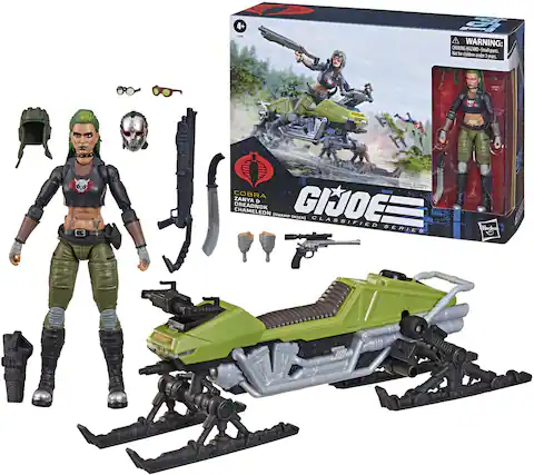 4+ s 1 431 1g
WARNING: CHOKING HAZARD-Small parts. Not for children under 3 years.
- COBRA ZANYA & CHAMELEON DREADNOCK (SWAMP SKIER) GIJOE CLASSIFIED SERIES