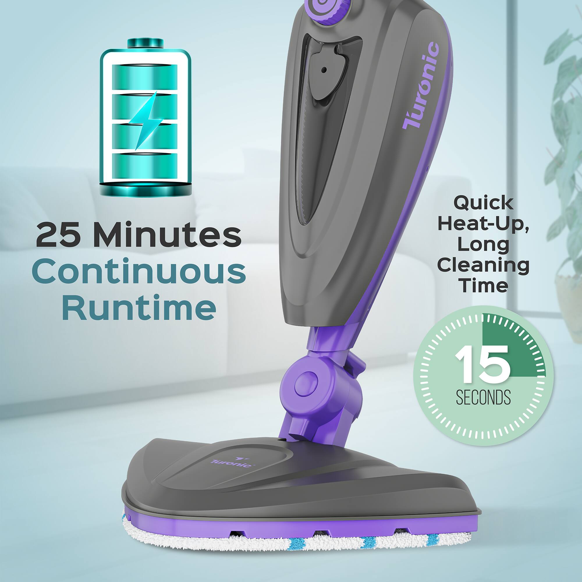 Turonic 25 Minutes Continuous Runtime Quick Heat-Up, Long Cleaning Time 15 SECONDS