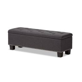 Baxton Studio - Hannah Modern and Contemporary Fabric Upholstered Button-Tufting Storage Ottoman Bench - Dark Gray