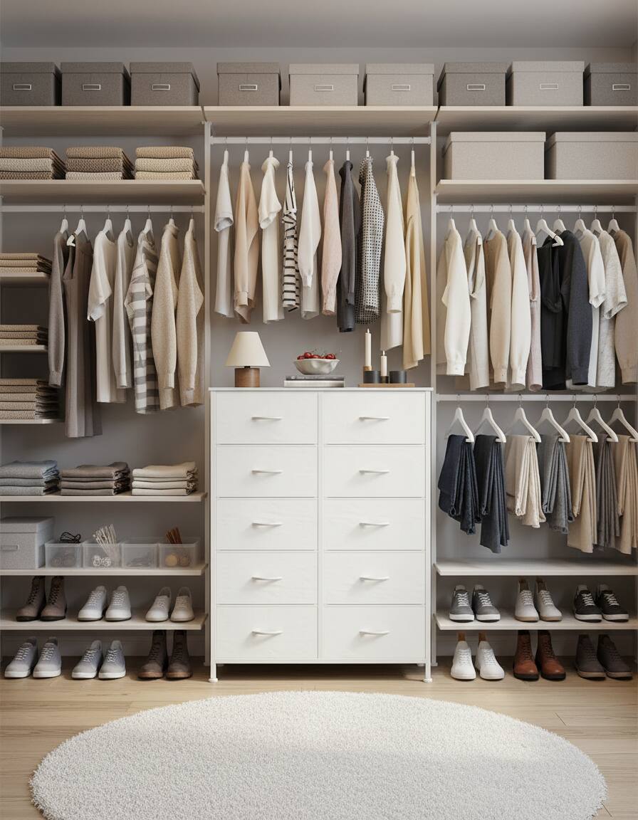 Alt View 1. AOITUN - Tall 10-Drawer Fabric Dresser, White Vertical Storage Tower with Metal Frame, Chest of Drawers for Bedroom Closet. - White.